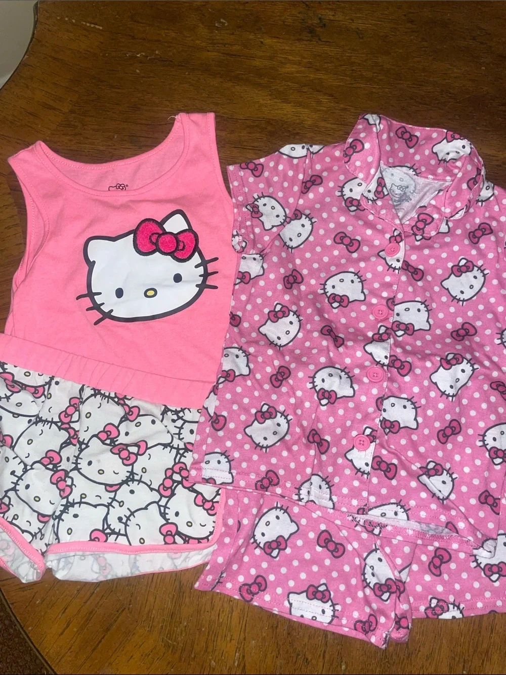 Hello Kitty Pink Sleeveless top and matching shorts and a Button-Up Pajamas